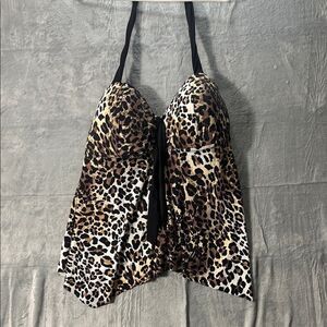 Animal Print Bathing Suit Top Only No Bottoms Halter Flowy Size 2x